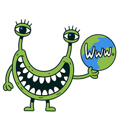 Gleey character with globe